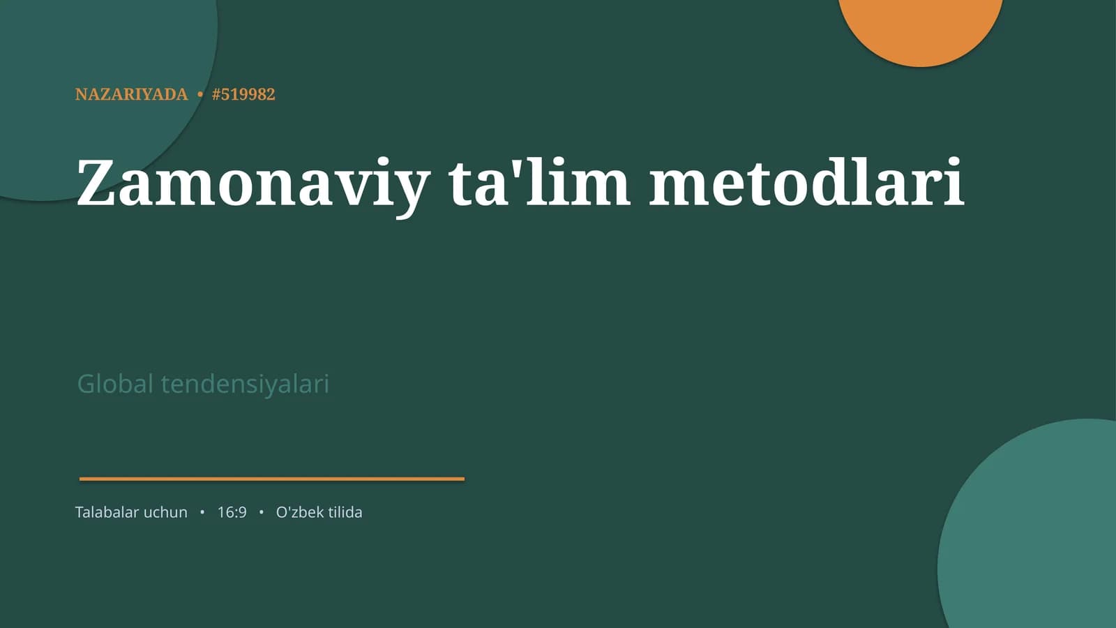 Zamonaviy ta'lim metodlari