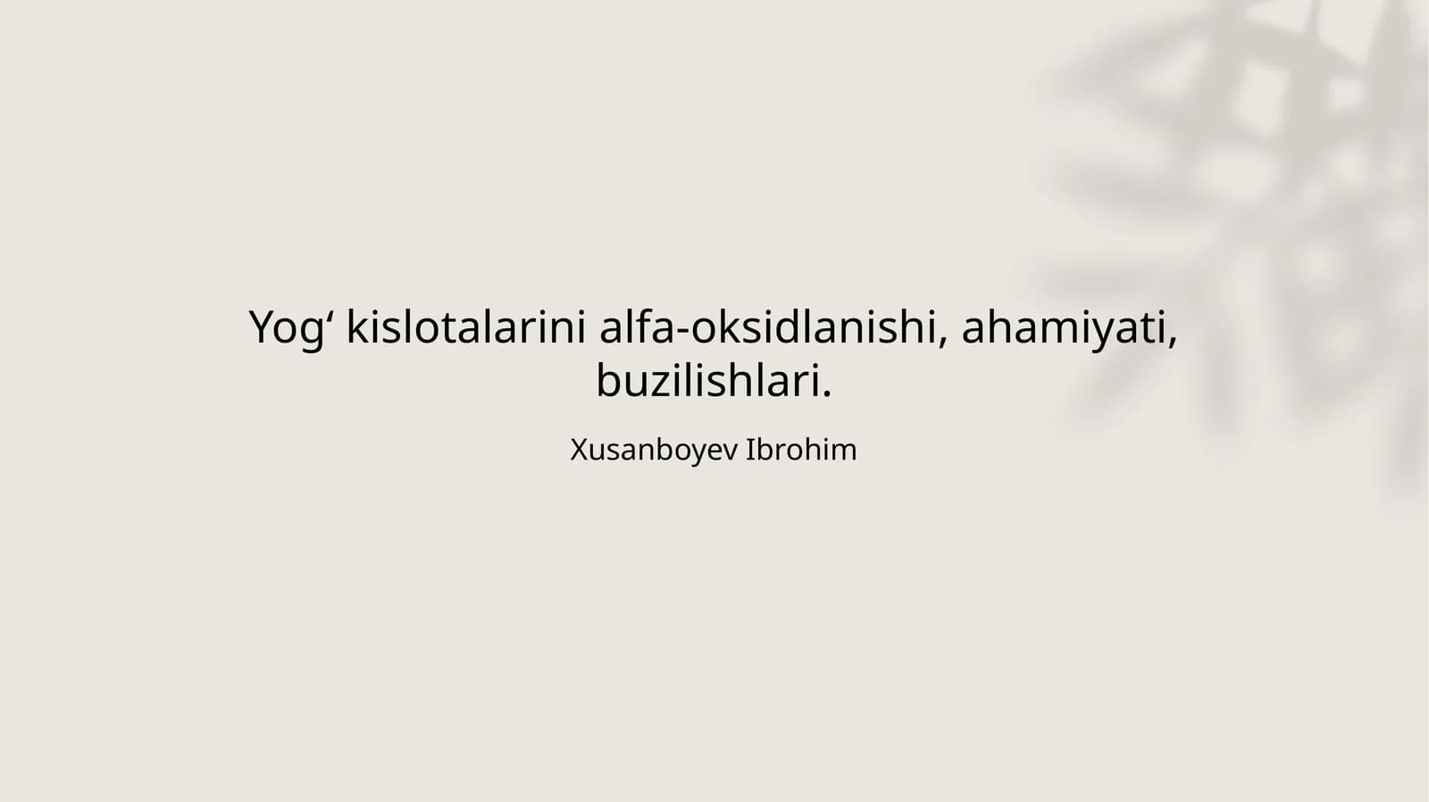 Yogʻ kislotalarini alfa-oksidlanishi, ahamiyati, buzilishlari