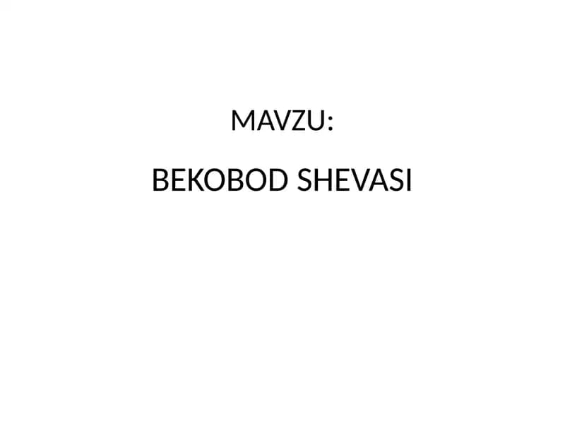 BEKOBOD SHEVASI
