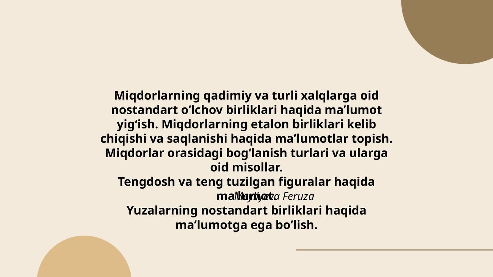 Miqdorlarning qadimiy va turli xalqlarga oid nostandart o‘lchov birliklari