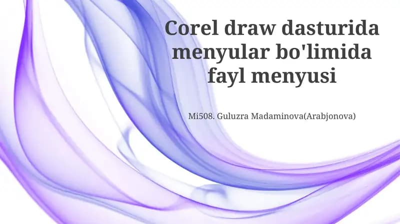 Fayl Menyusi bo'limi Corel Draw dasturida