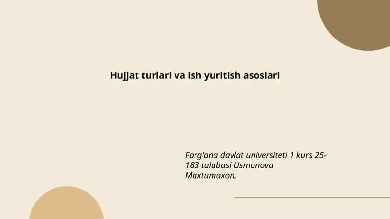 Hujjat turlari va ish yuritish asoslari