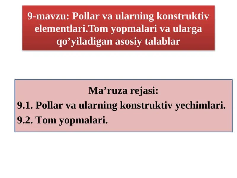 Pol va uning konstruktiv elementlari