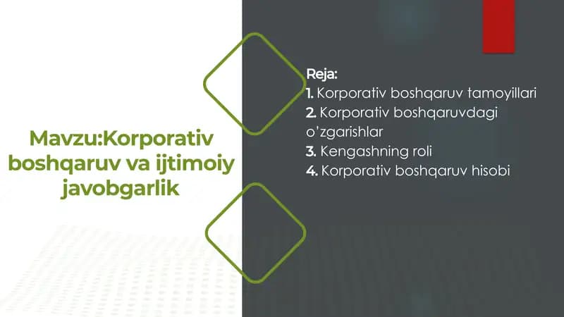 Korporativ boshqaruv va ijtimoiy javobgarlik