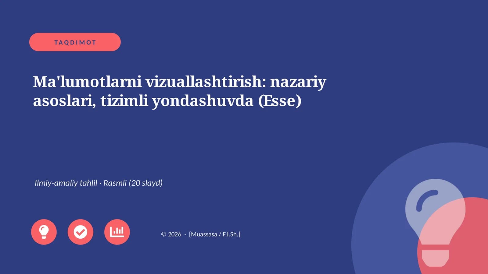 Ma'lumotlarni vizuallashtirish: nazariy asoslari, tizimli yondashuvda (Esse)