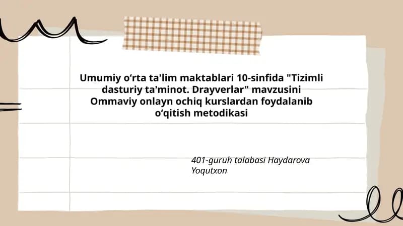 Tizimli dasturiy ta'minot. Drayverlar