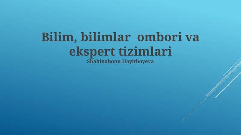 Bilim, bilimlar ombori va ekspert tizimlari
