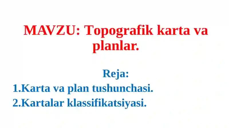Topografik karta va planlar