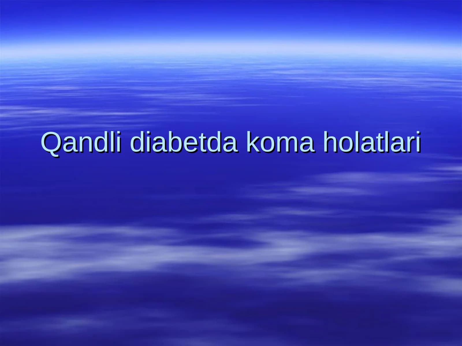 Qandli diabetda koma holatlari