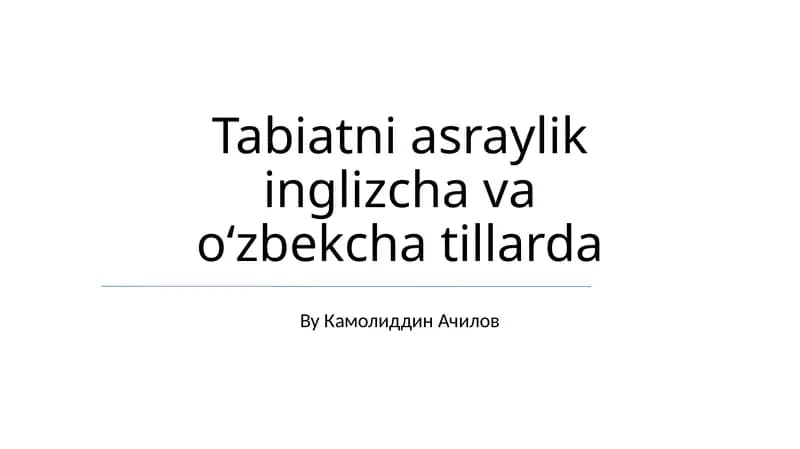 Tabiatni Asraylik