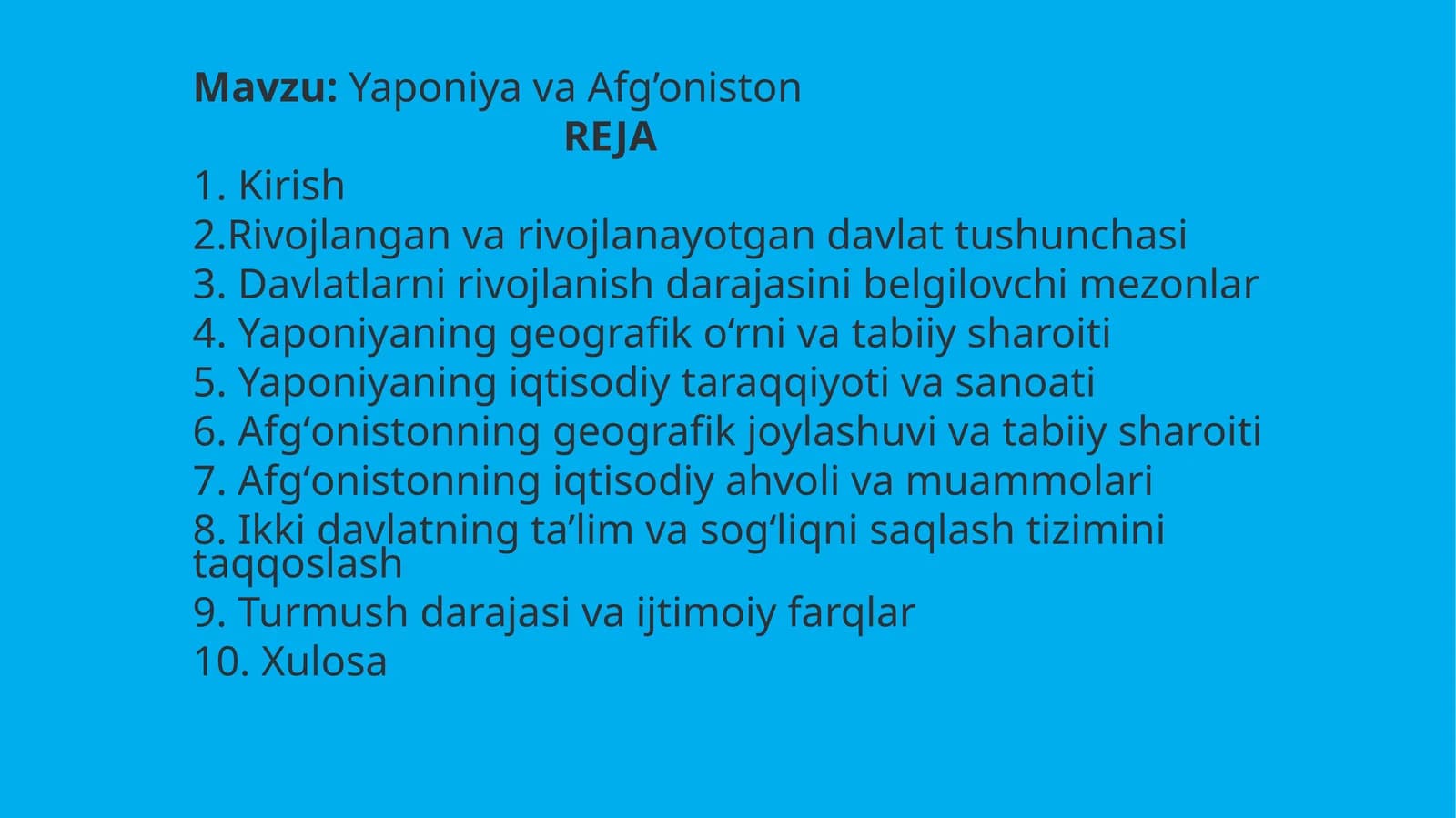 Yaponiya va Afgʻoniston