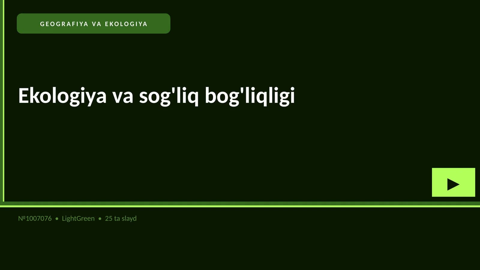 Ekologiya va sog'liq bog'liqligi