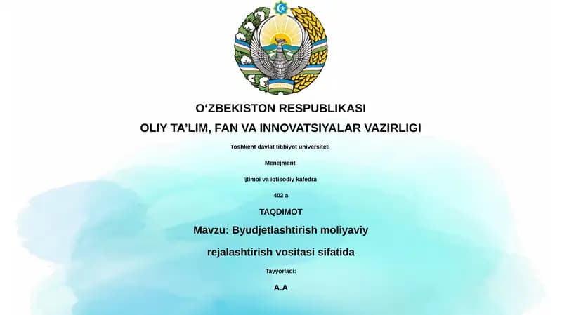 Byudjetlashtirish moliyaviy rejalashtirish