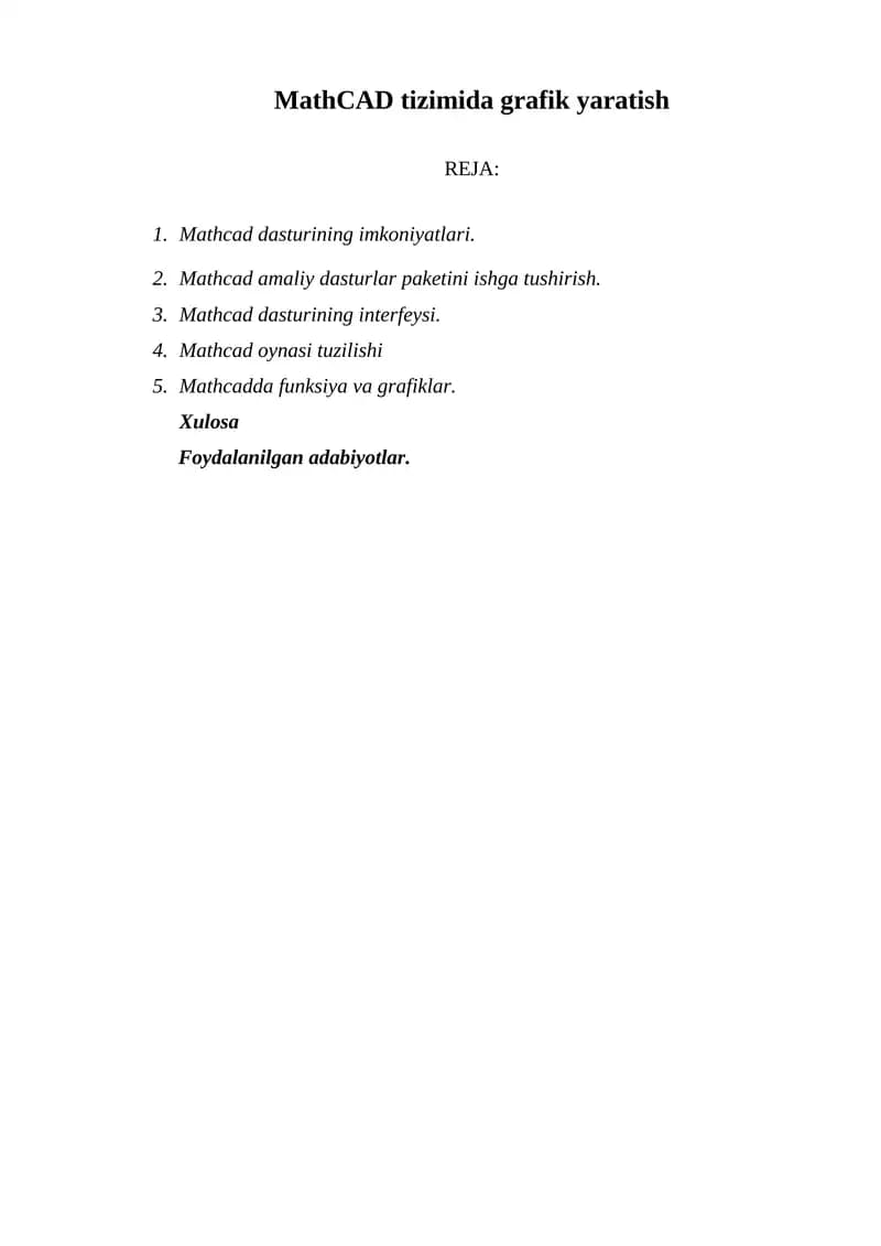 Mathcad dasturi