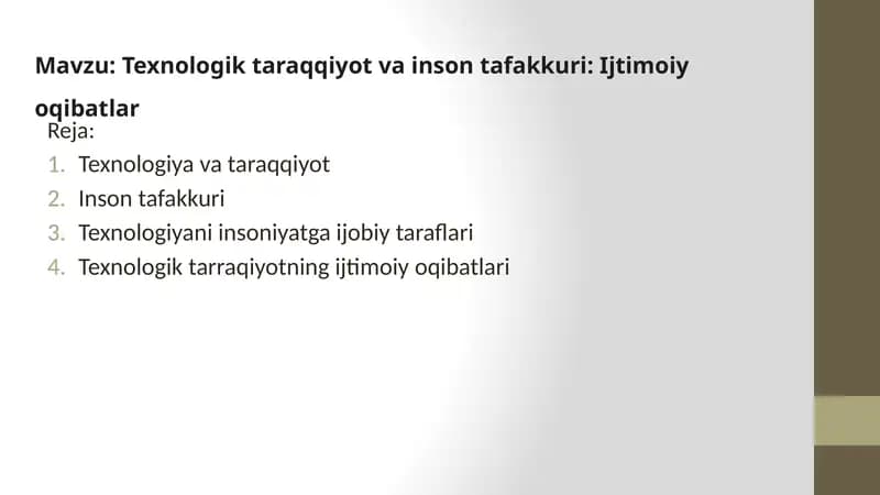 Texnologik taraqqiyot va inson tafakkuri: Ijtimoiy oqibatlar