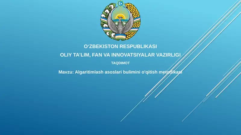 Algaritimlash asoslari bulimini o'qitish metodikasi