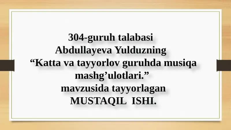 Kattavatayyorlov guruhda musiqa mashg'ulotlari