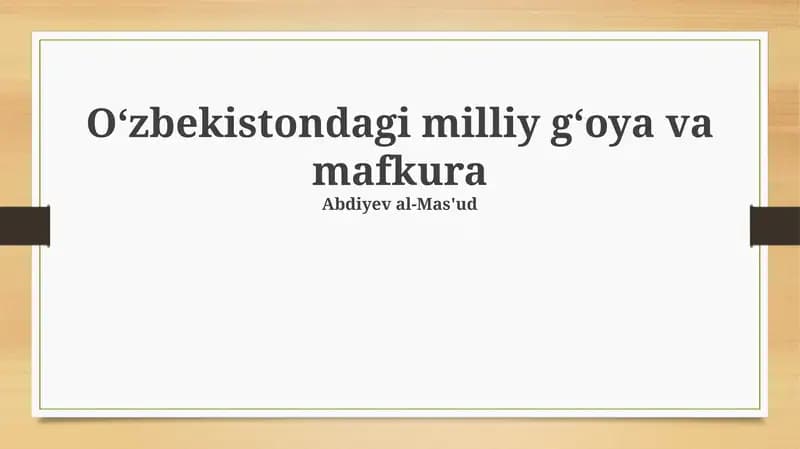 Oʻzbekistondagi milliy gʻoya va mafkura