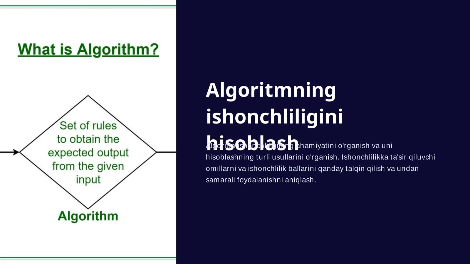 Algoritmning ishonchliligini hisoblash