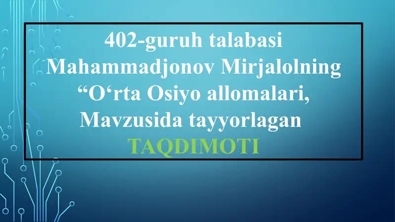 O‘rta Osiyo allomalarining geometrik izlanishlari