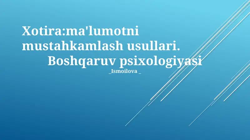 Xotira:ma'lumotni mustahkamlash usullari