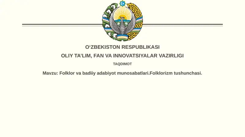 Folklor va Badiiy Adabiyot
