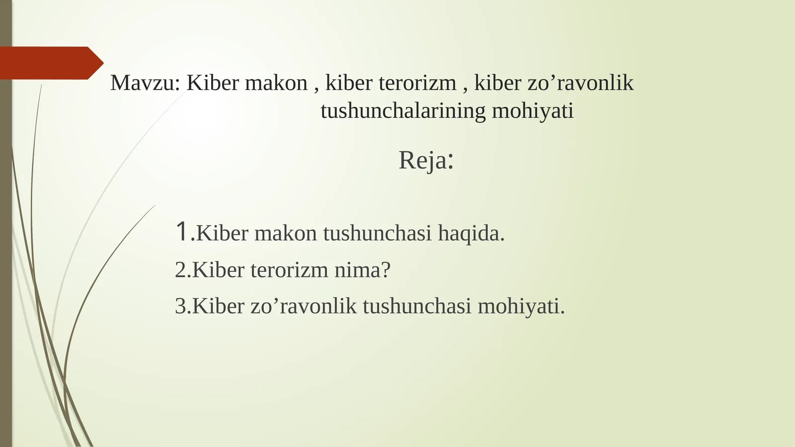Kibermakon, kiberterorizm, kiberzo’ravonlik tushunchalarining mohiyati