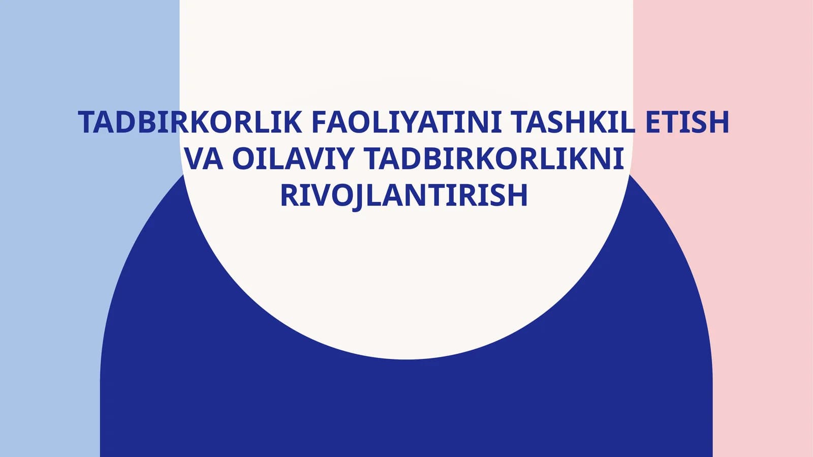 Tadbirkorlik faoliyatini tashkil etish va oilaviy tadbirkorlikni rivojlantirish