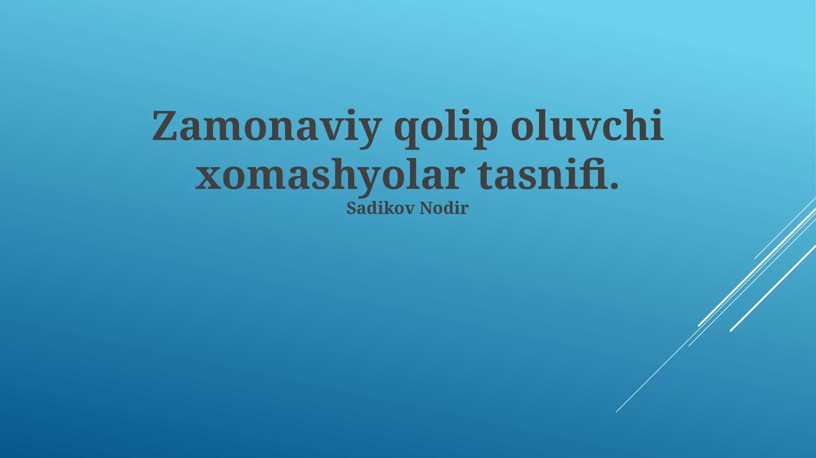 Zamonaviy qolip oluvchi xomashyolar tasnifi