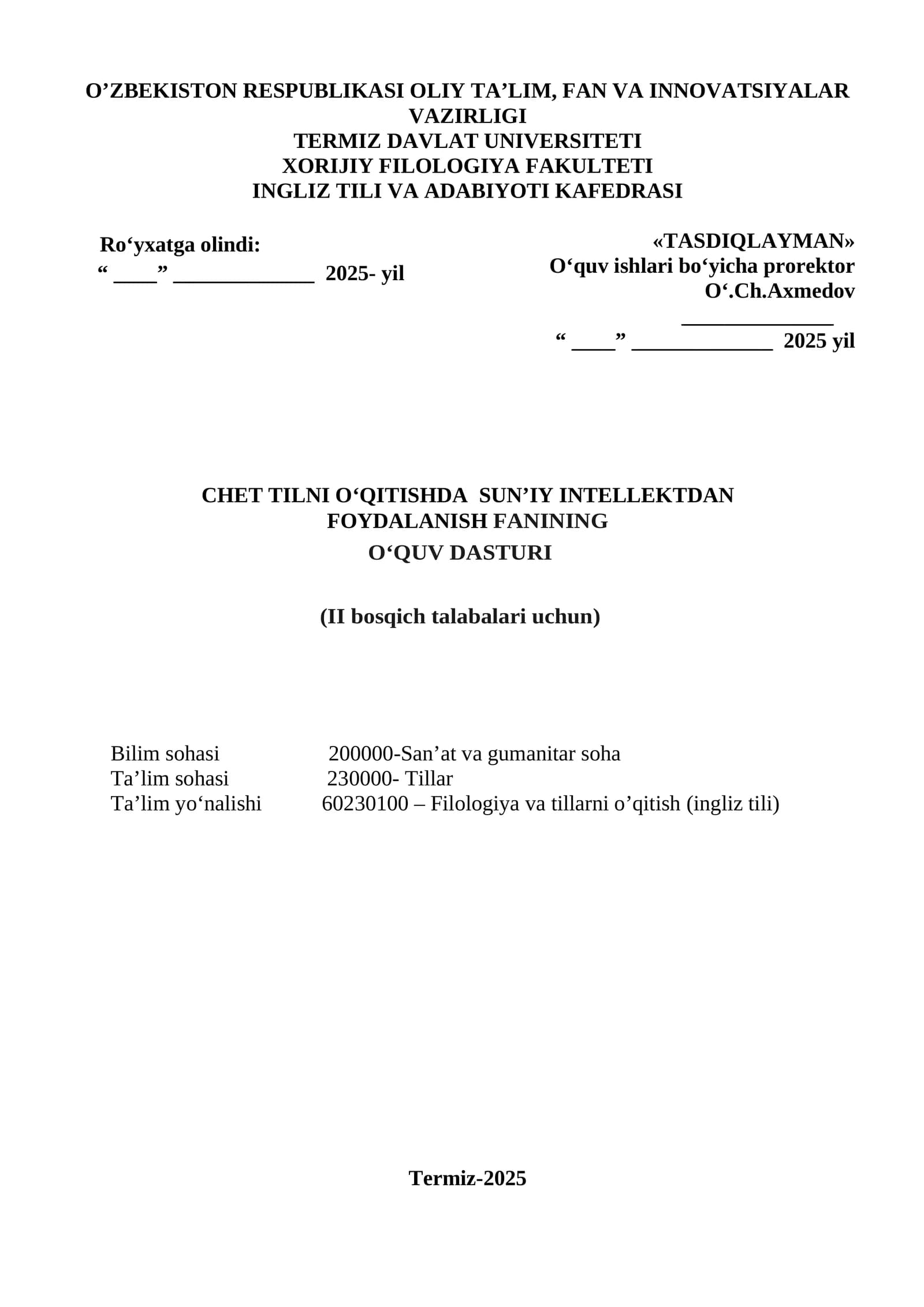 Chet tilini o‘qitishda Sunniy intelektdan foydalanish