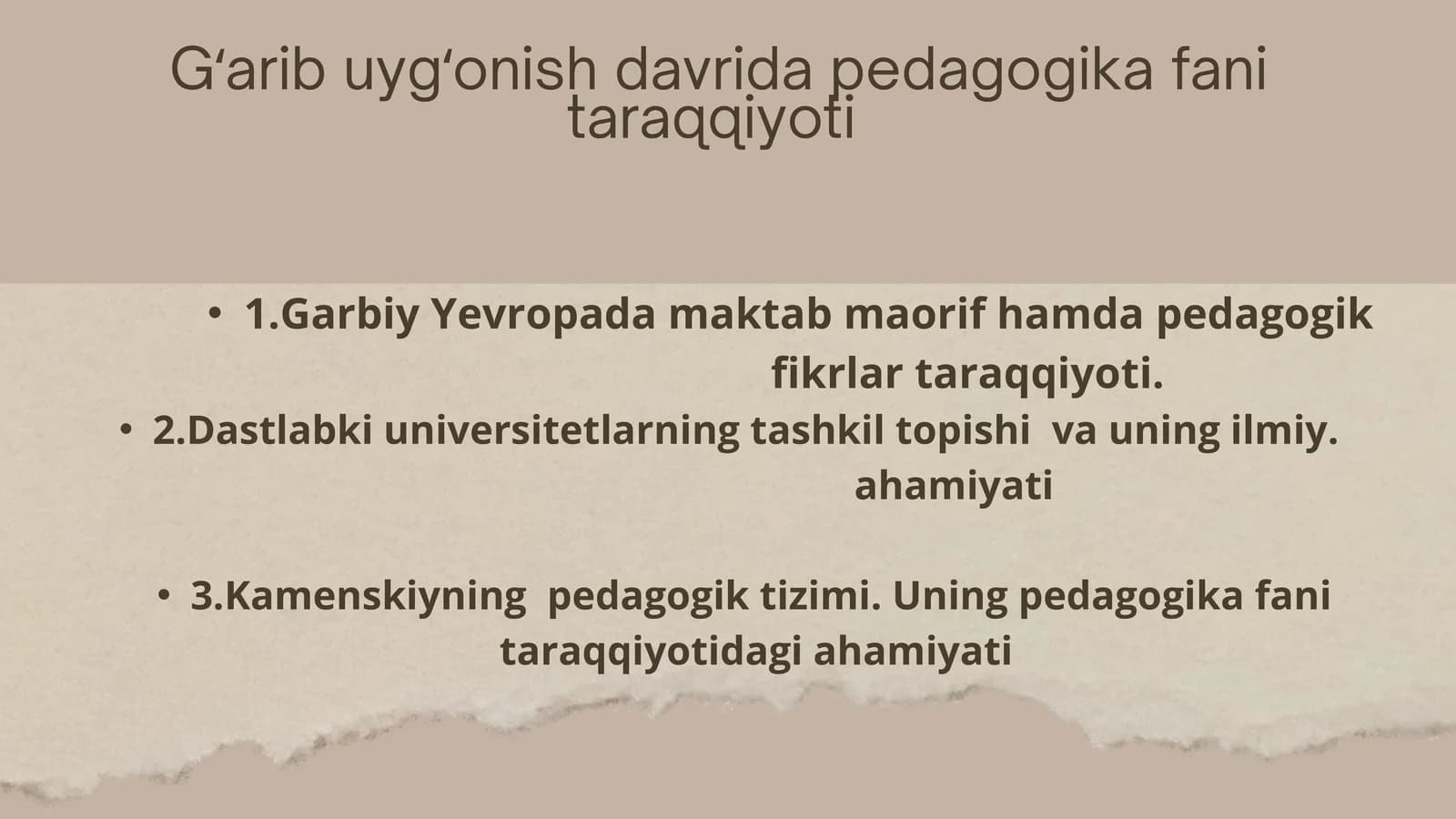 Gʻarib uygʻonish davrida pedagogika fani taraqqiyoti
