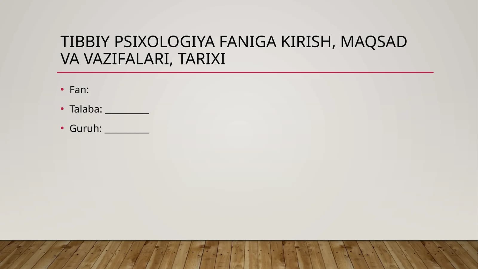 Tibbiy psixologiya faniga kirish