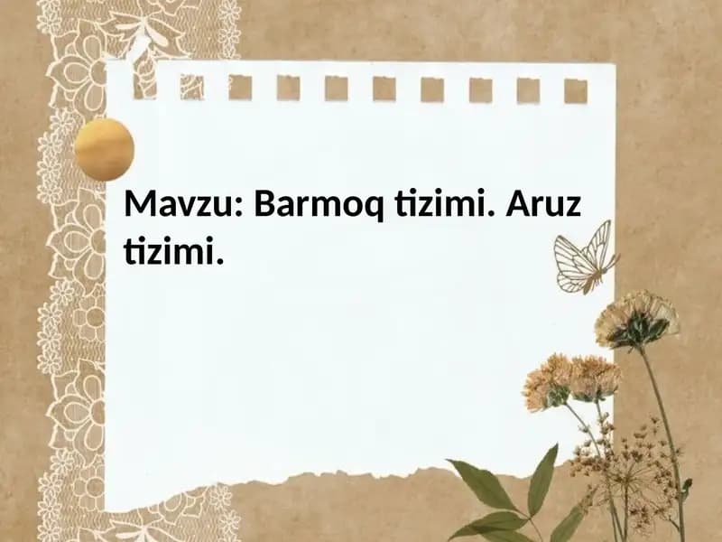 Barmoq Tizimi (Sillobik Vazn)