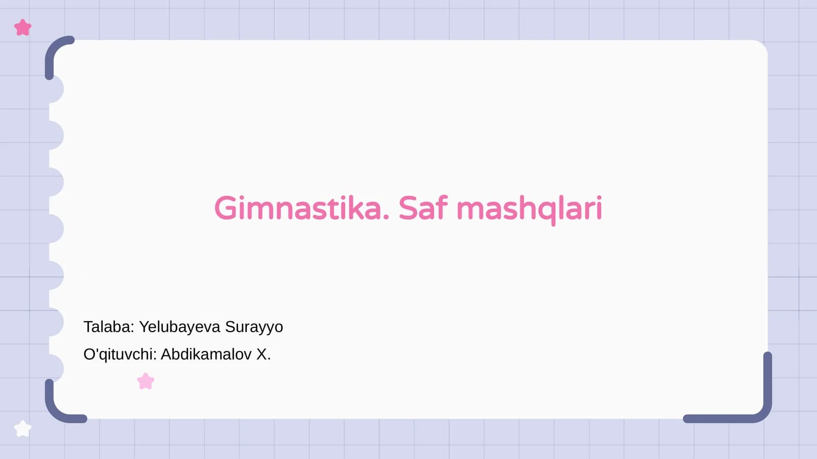 Gimnastika. Saf mashqlari