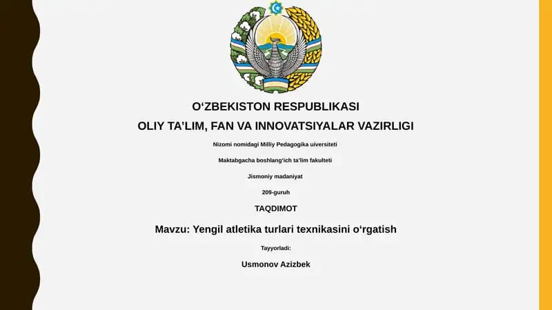Yengil atletika turlari texnikasini oʻrgatish