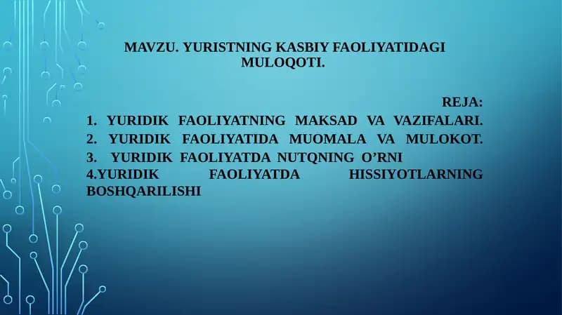 Yuristning kasbiy faoliyatida muloqot