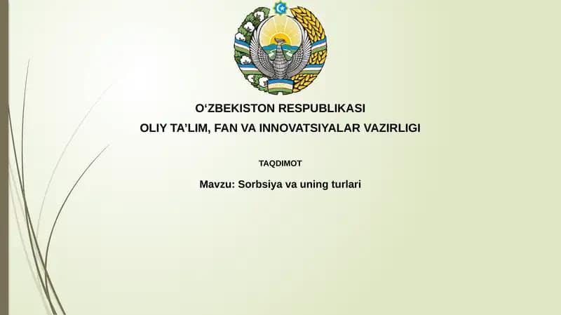 Sorbsiya va uning turlari