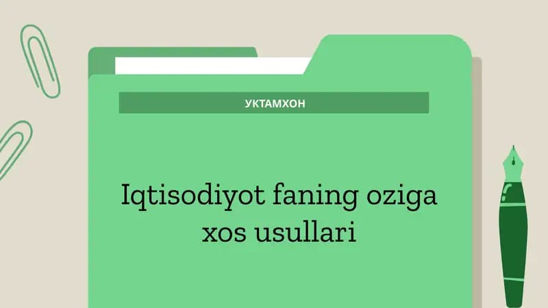 Iqtisodiyot faning oziga xos usullari