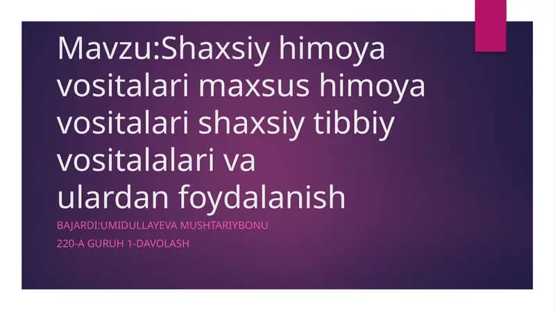 Shaxsiy himoya vositalari