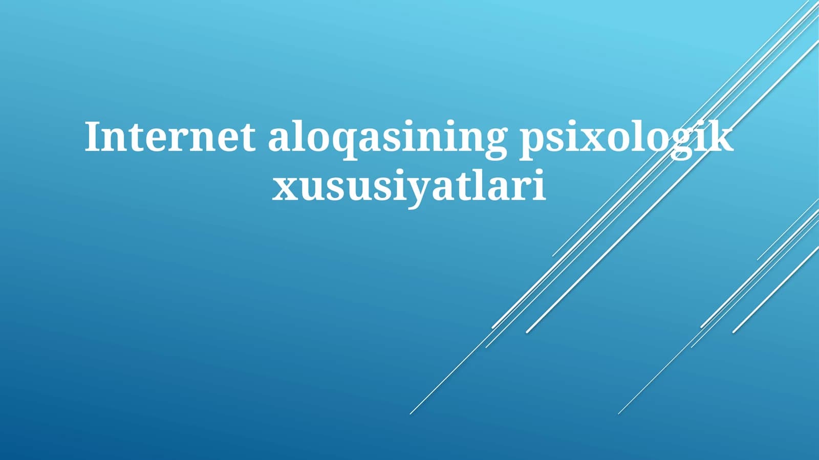 Internet Kommunikatsiyasining Psixologik Aspektlari