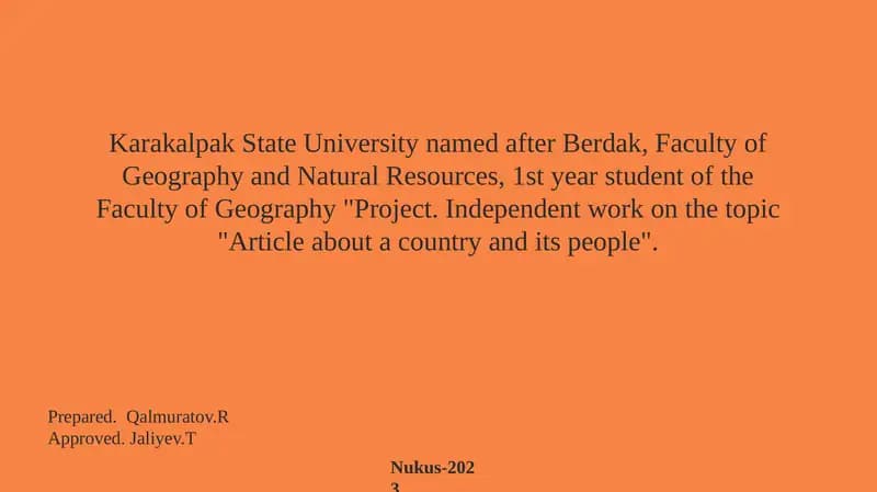 "Article about a country and its people"