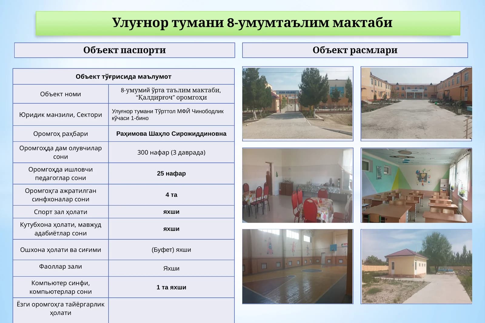 8-умумий ўрта таълим мактаби, “Қалдирғоч” оромгоҳи