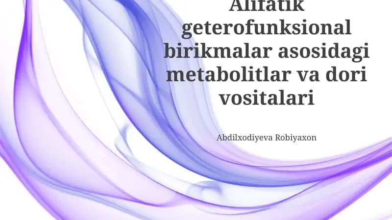 Alifatik geterofunksional birikmalar asosidagi metabolitlar va dori vositalari