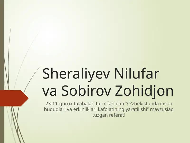 O'zbekistonda inson huquqlari va erkinliklari kafolatining yaratilishi