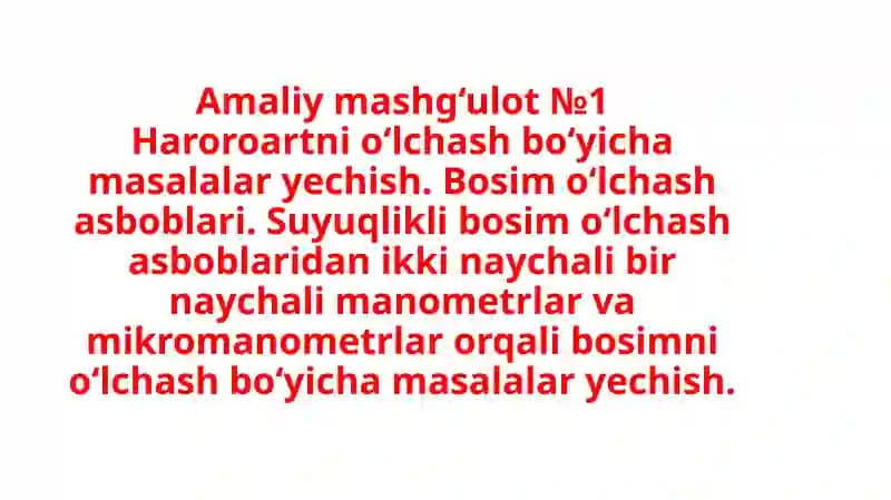 Harorat va bosimni o'lchash