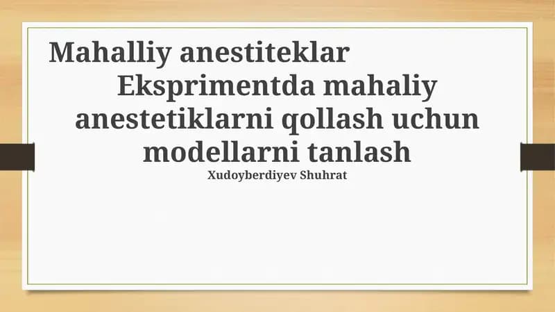 Mahalliy anestiteklar