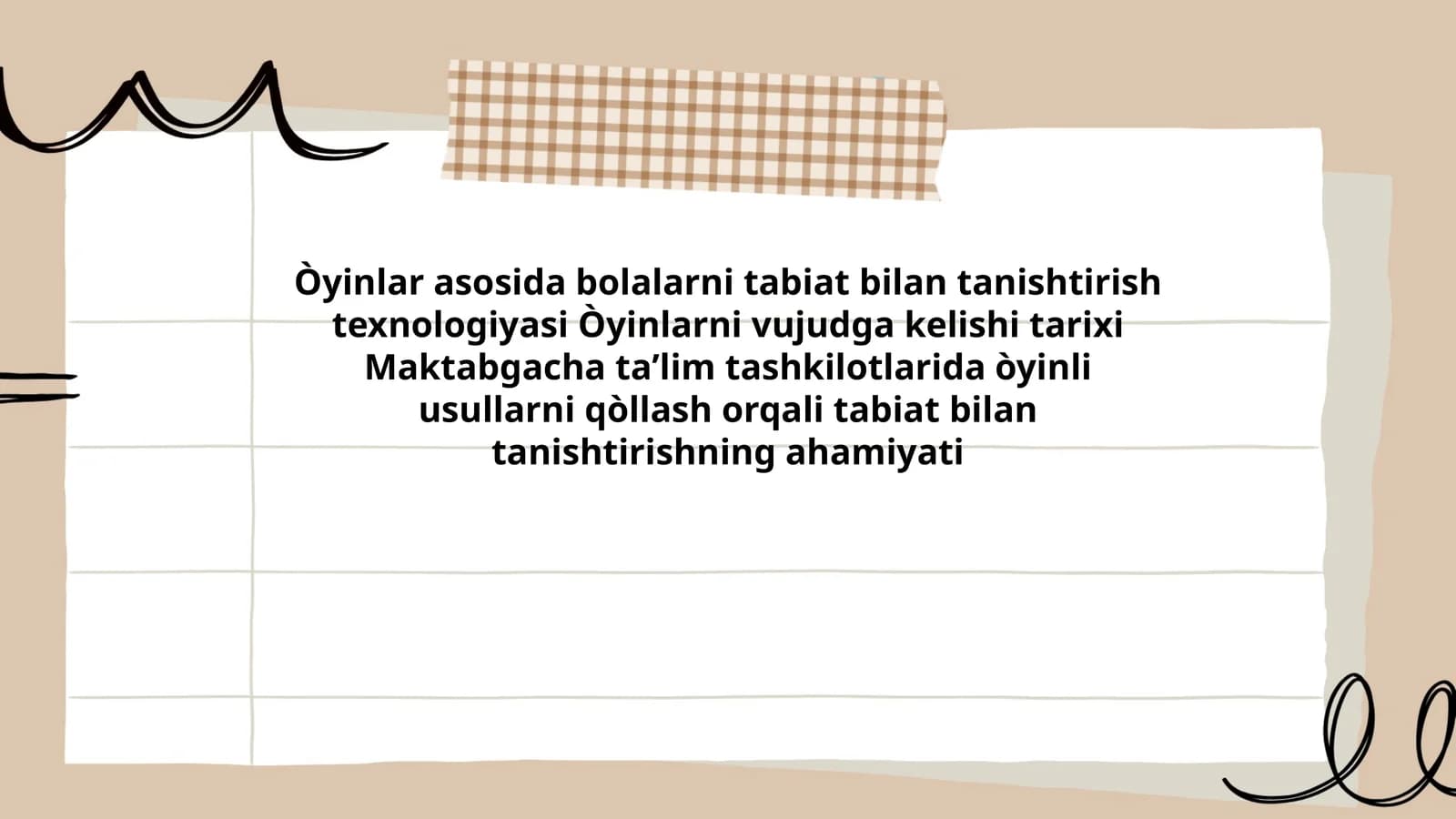 Òyinlar asosida bolalarni tabiat bilan tanishtirish texnologiyasi