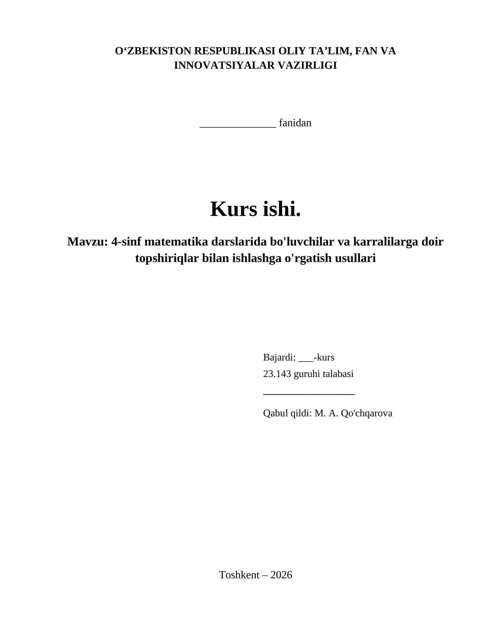 4-sinf matematika darslarida bo'luvchilar va karralilarga doir topshiriqlar bilan ishlashga o'rgatish usullari