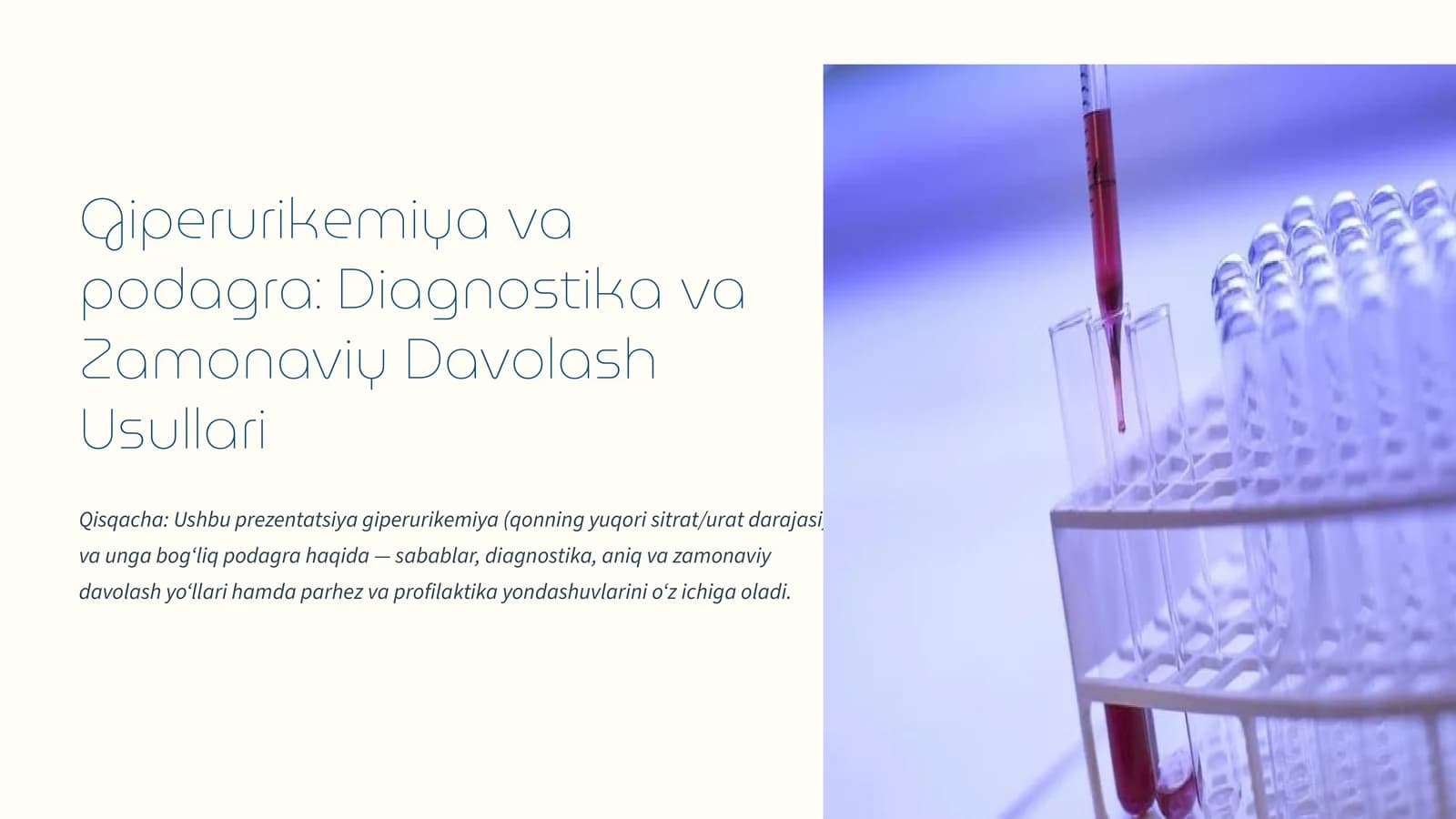 Giperurikemiya va podagra: Diagnostika va Zamonaviy Davolash Usullari