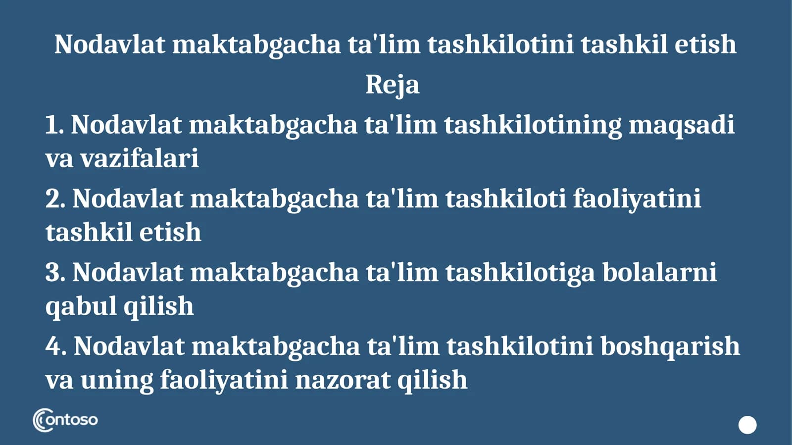 Nodavlatmaktabgachata'limtashkilotini tashkiletish
